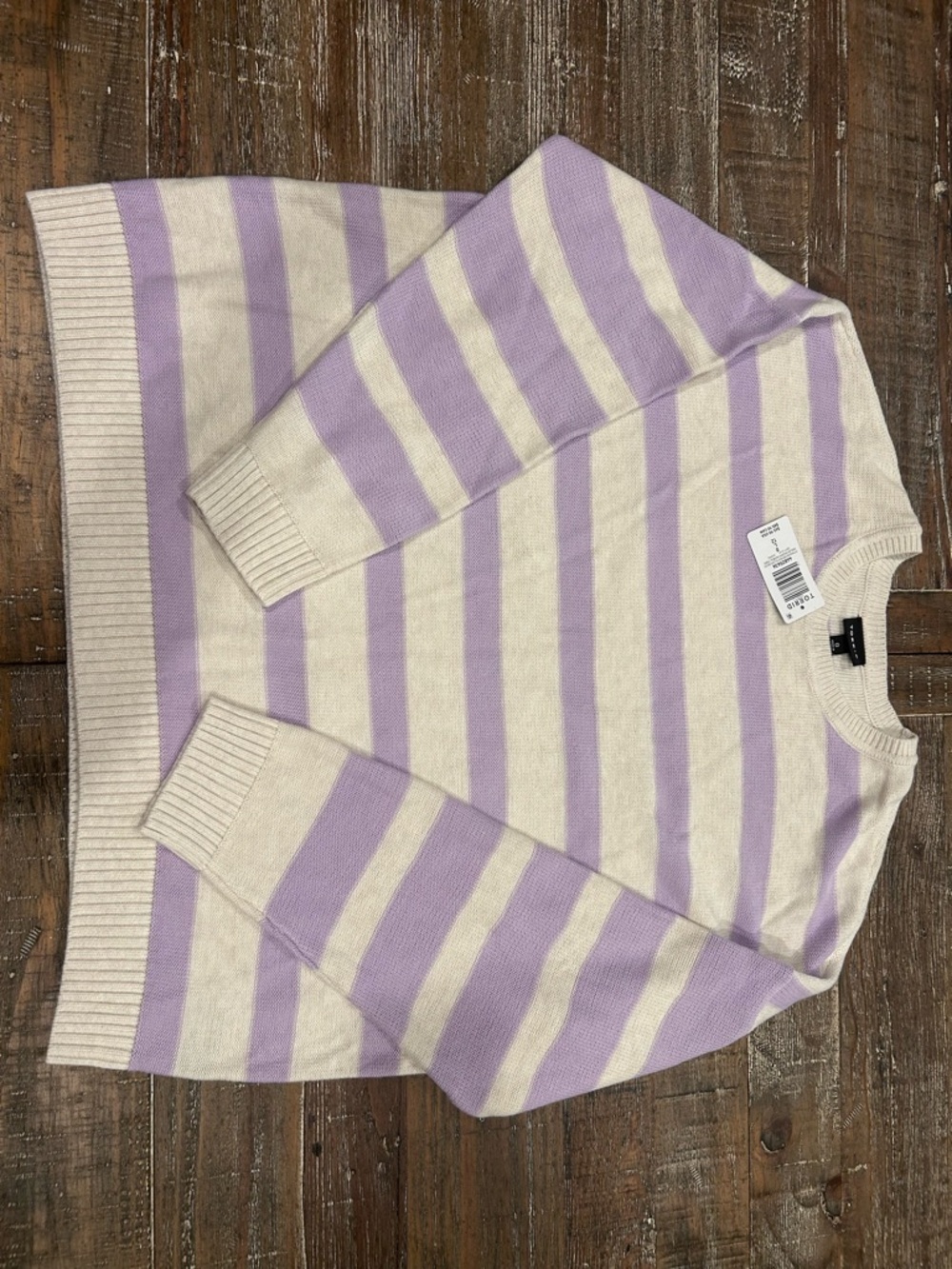 torrid Lavender & Cream Striped Crew Neck Sweater